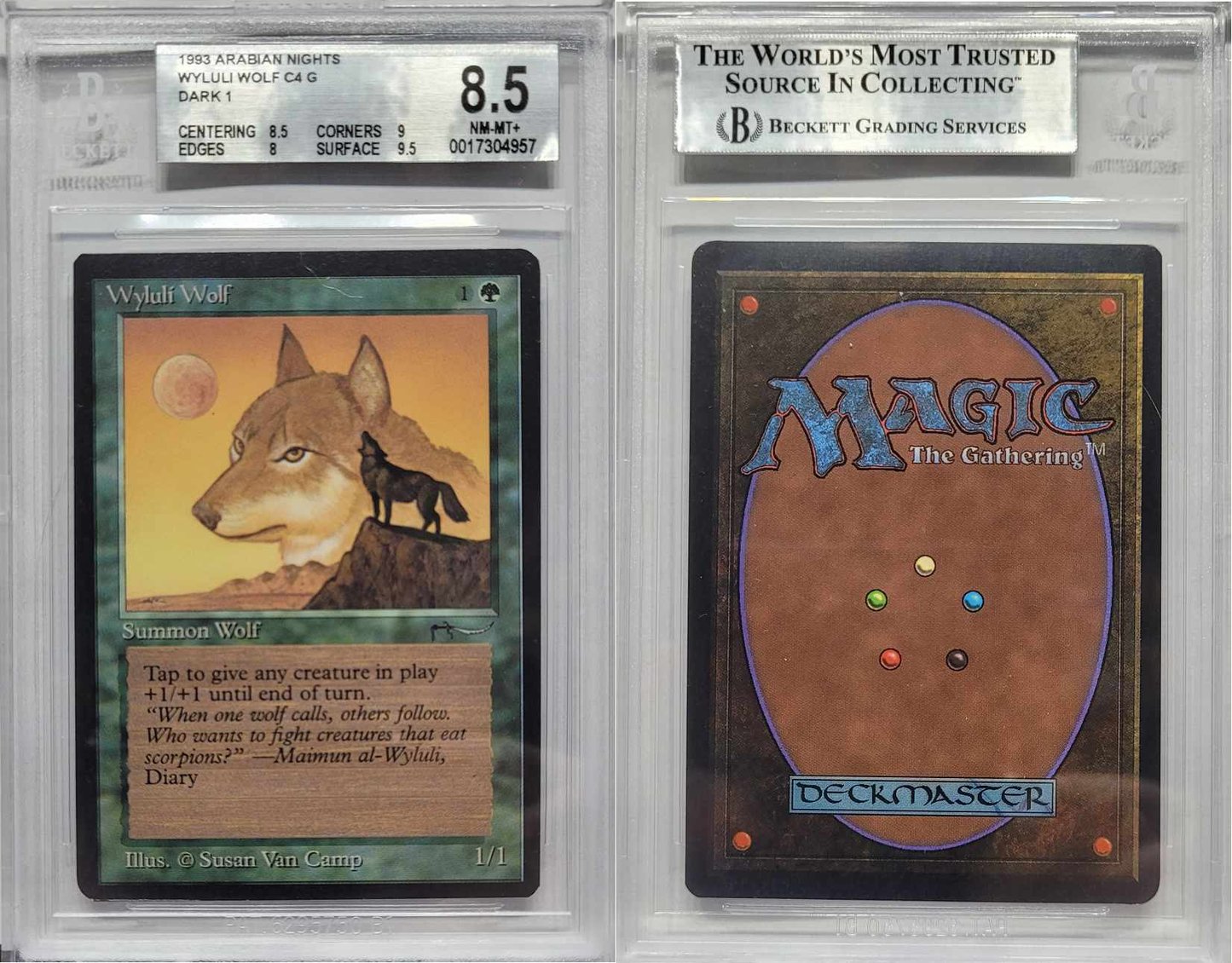 GRADED: 1993 Magic The Gathering Wyluli Wolf Arabian Nights (ARN) BGS 8.5 NM Graded C4G